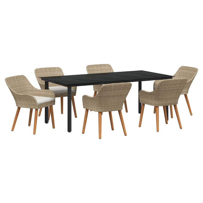 Have Spisebordssæt 7 stk. Beige polyrattan