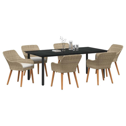 Have Spisebordssæt 7 stk. Beige polyrattan