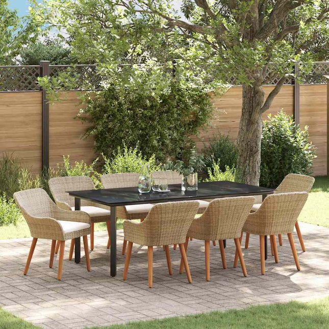 Have Spisebordssæt 9 stk. Beige polyrattan