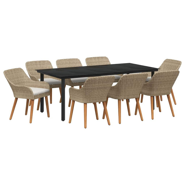 Have Spisebordssæt 9 stk. Beige polyrattan