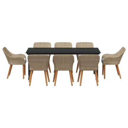 Have Spisebordssæt 9 stk. Beige polyrattan