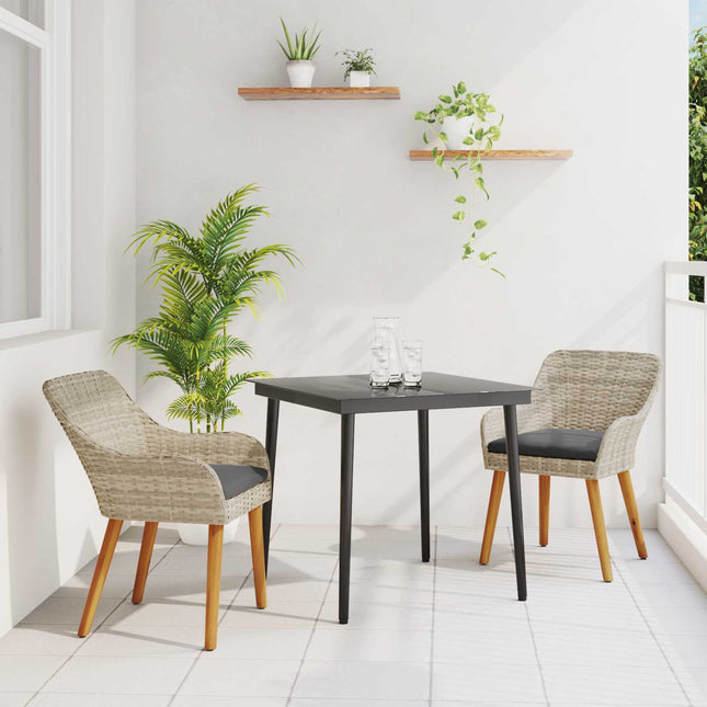 Have Spisebordssæt 3 stk. Lysegrå polyrattan
