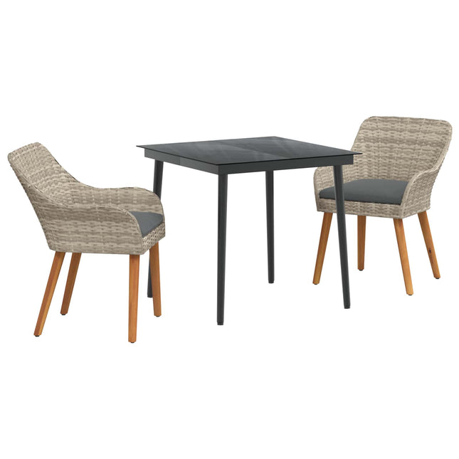 Have Spisebordssæt 3 stk. Lysegrå polyrattan