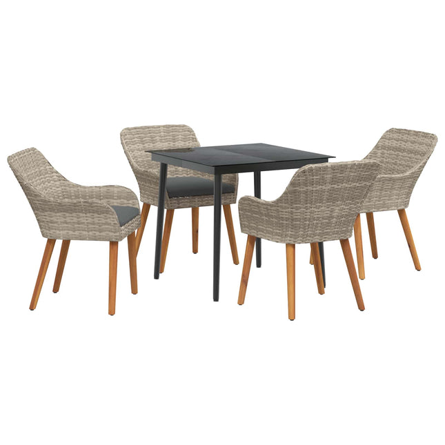 Have Spisebordssæt 5 stk. Lysegrå polyrattan