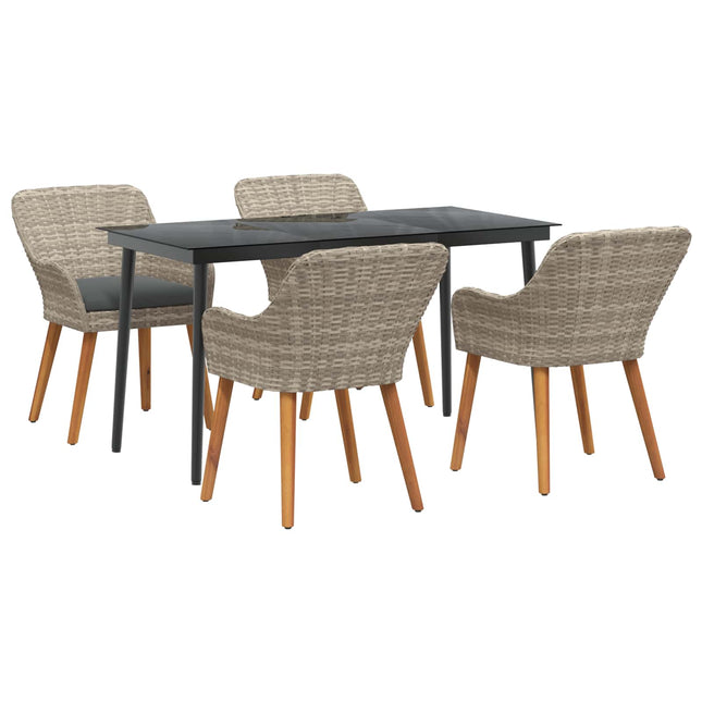 Have Spisebordssæt 5 stk. Lysegrå polyrattan