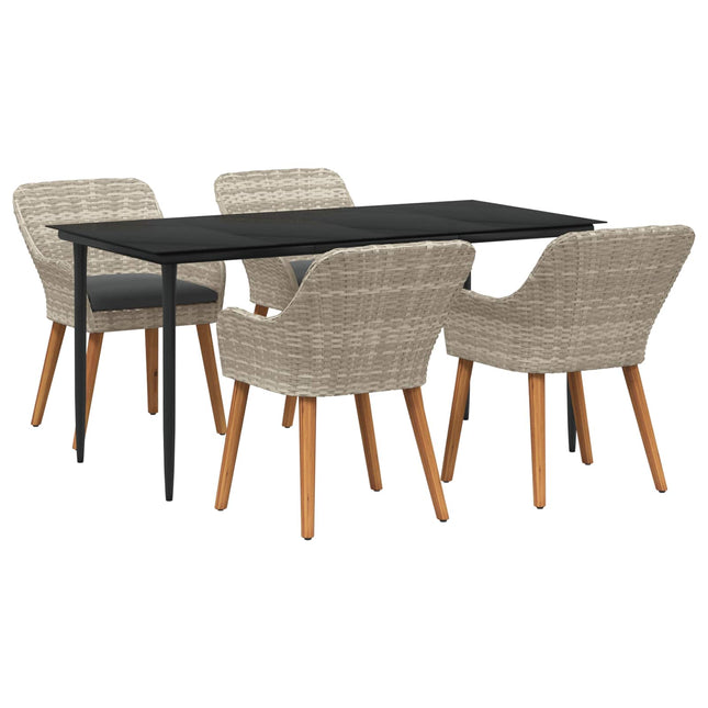 Have Spisebordssæt 5 stk. Lysegrå polyrattan