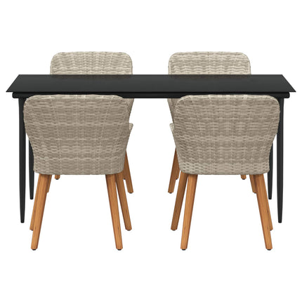 Have Spisebordssæt med pude 5 pcs Lysegrå polyrattan