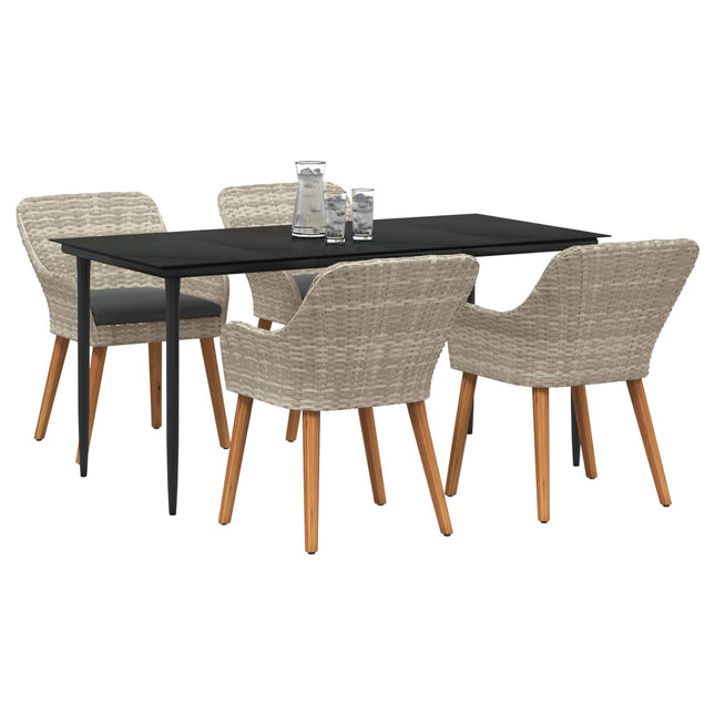 Have Spisebordssæt 5 stk. Lysegrå polyrattan
