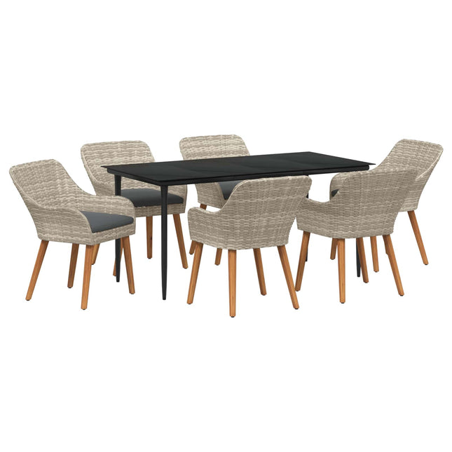 Have Spisebordssæt 7 stk. Lysegrå polyrattan