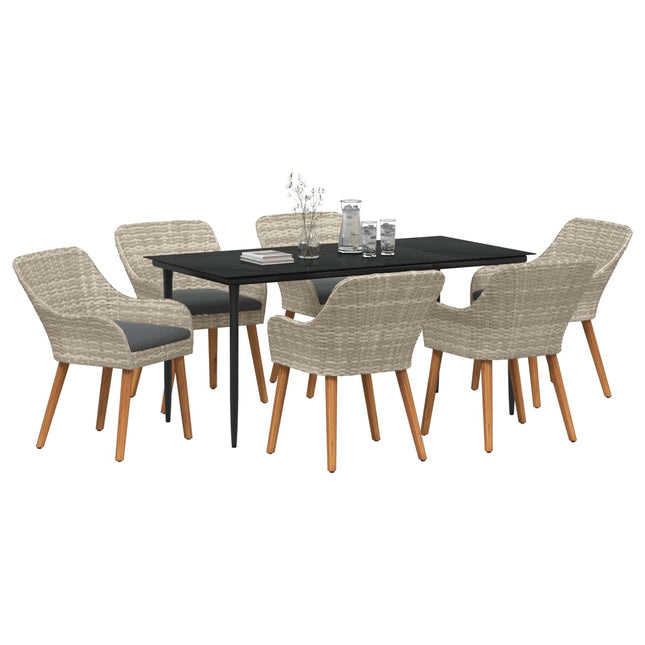 Have Spisebordssæt 7 stk. Lysegrå polyrattan