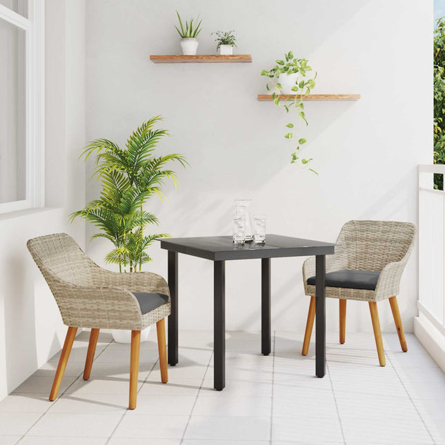 Have Spisebordssæt 3 stk. Lysegrå polyrattan
