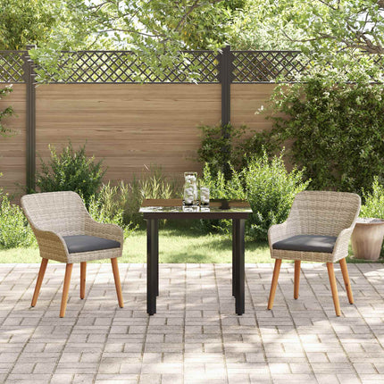 Have Spisebordssæt 3 stk. Lysegrå polyrattan