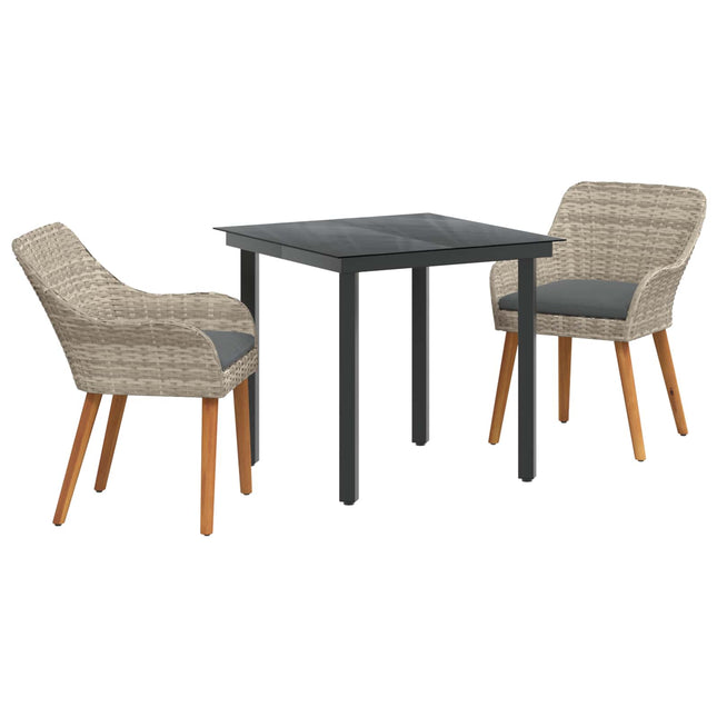 Have Spisebordssæt 3 stk. Lysegrå polyrattan