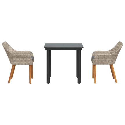 Have Spisebordssæt 3 stk. Lysegrå polyrattan