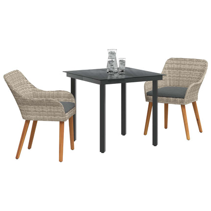Have Spisebordssæt 3 stk. Lysegrå polyrattan
