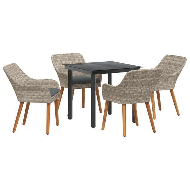 Have Spisebordssæt 5 stk. Lysegrå polyrattan