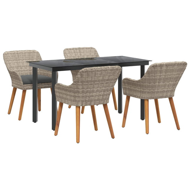 Have Spisebordssæt 5 stk. Lysegrå polyrattan