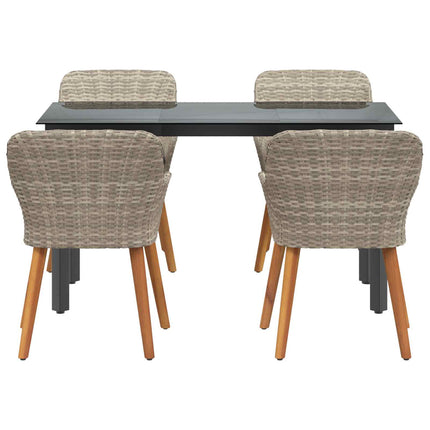 Have Spisebordssæt 5 stk. Lysegrå polyrattan