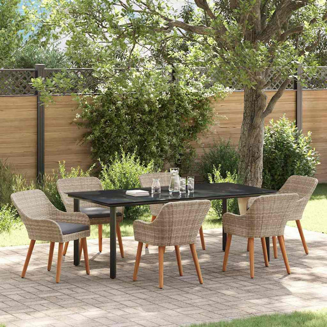 Have Spisebordssæt 7 stk. Lysegrå polyrattan