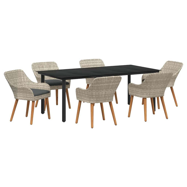 Have Spisebordssæt 7 stk. Lysegrå polyrattan
