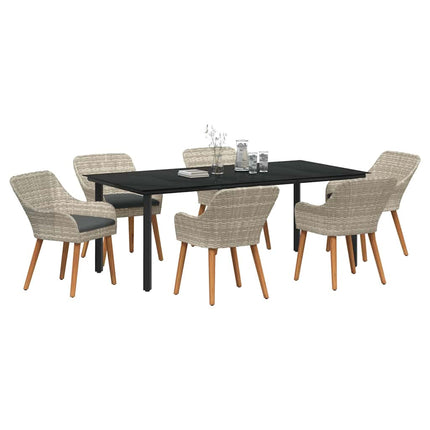 Have Spisebordssæt 7 stk. Lysegrå polyrattan