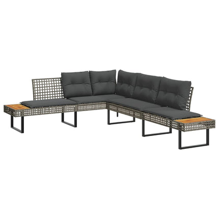 sofasæt til haven 2 dele med hynder polyrattan og glas grå