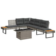 sofasæt til haven 2 dele med hynder polyrattan og glas grå