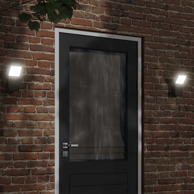udendørs LED-væglamper 2 stk. trykstøbt aluminium sort