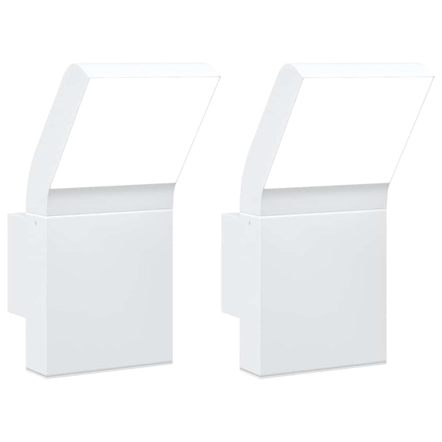 udendørs LED-væglamper 2 stk. trykstøbt aluminium hvid