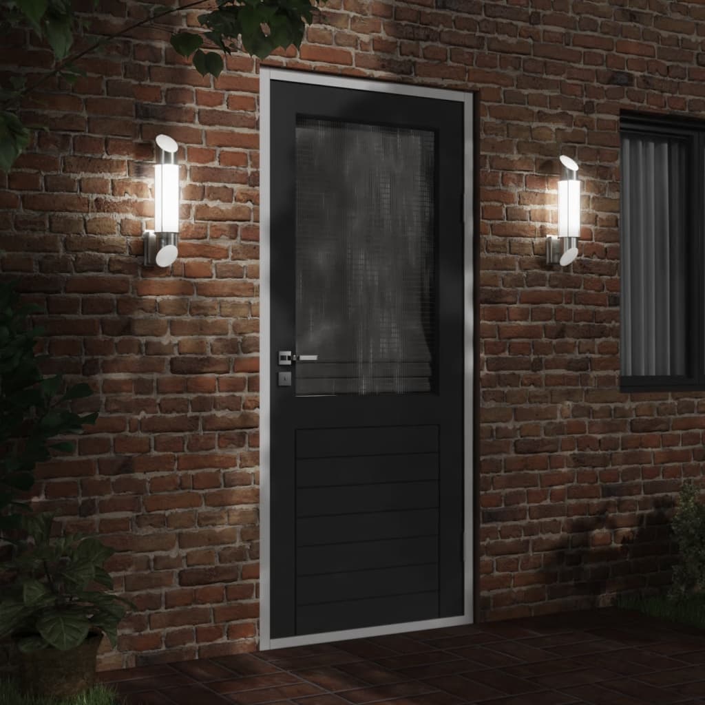 udendørs væglamper 2 stk. rustfrit stål sølvfarvet