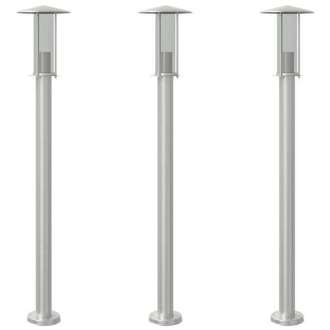 udendørs standerlamper 3 stk. 100 cm rustfrit stål sølvfarvet