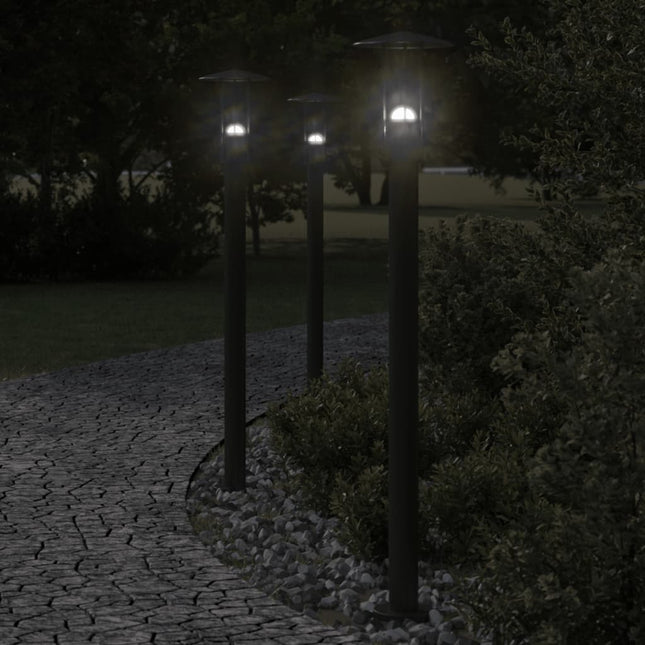 udendørs standerlamper 3 stk. 100 cm rustfrit stål sort