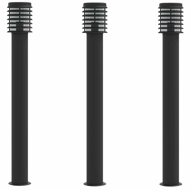 udendørs standerlamper 3 stk. 110 cm rustfrit stål sort