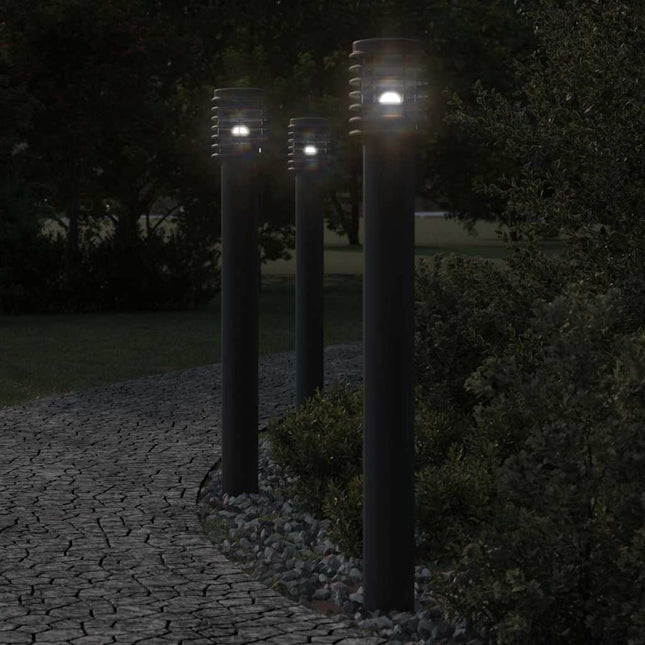 udendørs standerlamper 3 stk. 110 cm rustfrit stål sort
