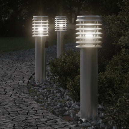 udendørs standerlampe med stikkontakt 60 cm rustfrit stål sølv