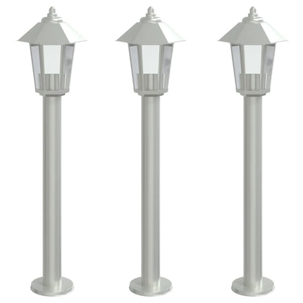 udendørs standerlamper 3 stk. 80 cm rustfrit stål sølvfarvet