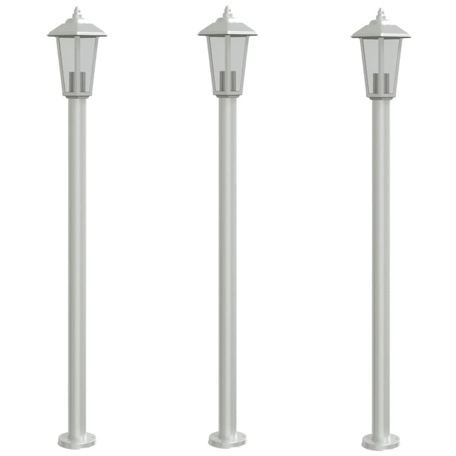 udendørs standerlamper 3 stk. 120 cm rustfrit stål sølvfarvet