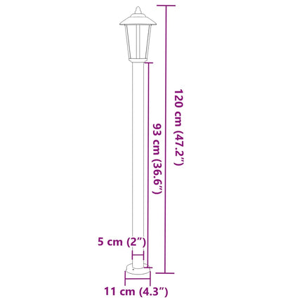 udendørs standerlamper 3 stk. 120 cm rustfrit stål sølvfarvet