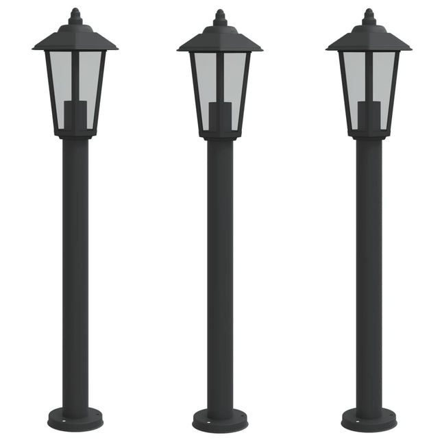 udendørs standerlampe 3 stk. 80 cm rustfrit stål sort