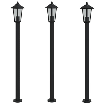 udendørs standerlamper 3 stk. 120 cm rustfrit stål sort