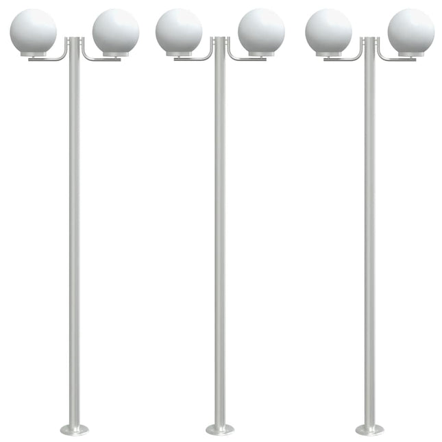 udendørs standerlamper 3 stk. 215 cm rustfrit stål sølvfarvet