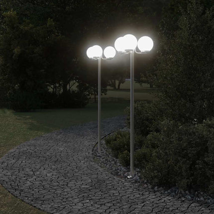 udendørs standerlamper 2 stk. 215 cm rustfrit stål sølvfarvet