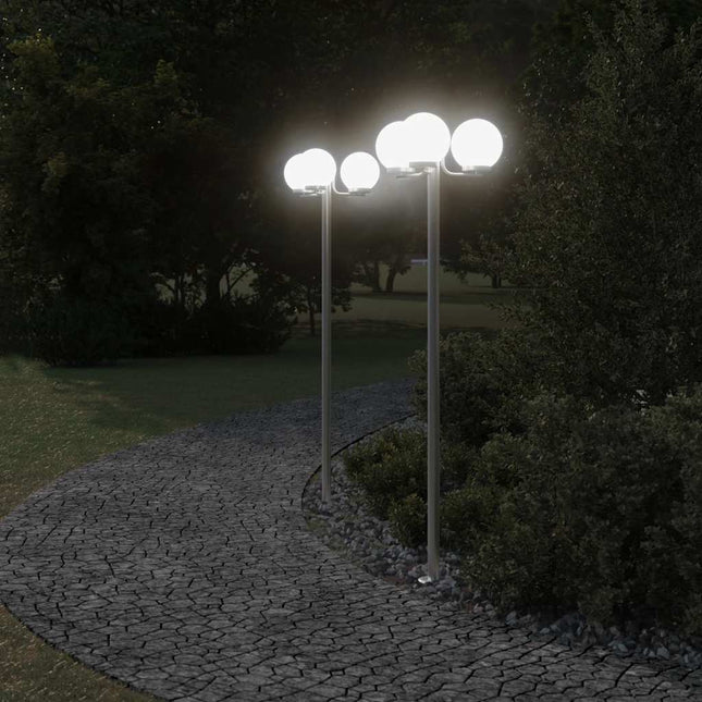 udendørs standerlamper 2 stk. 215 cm rustfrit stål sølvfarvet