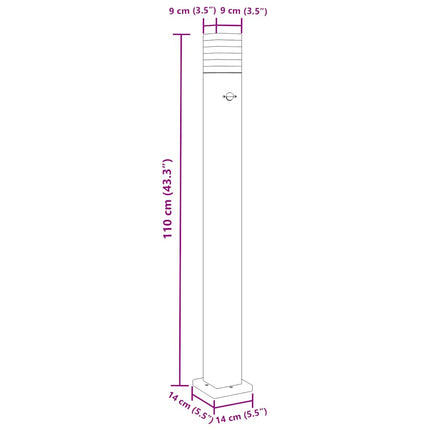 udendørs standerlamper 3 stk. med sensor 110 cm aluminium sort