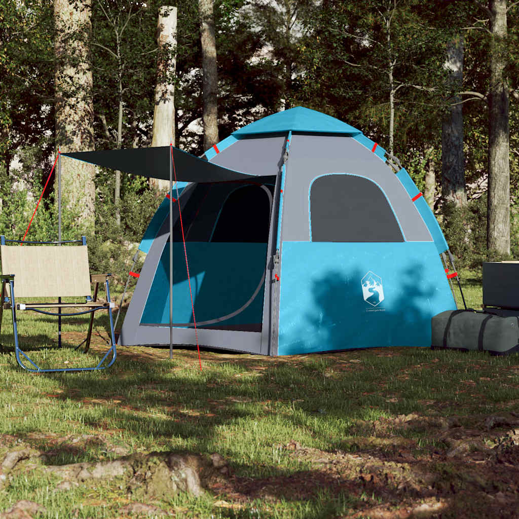 4-personers campingtelt quick-release blå