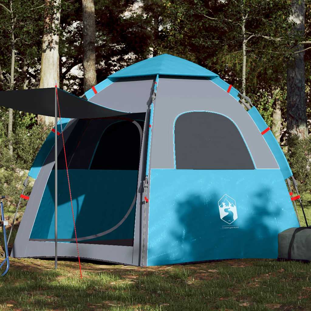 4-personers campingtelt quick-release blå