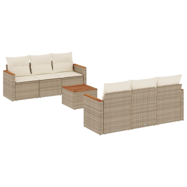 sofasæt til haven 7 dele med hynder polyrattan beige