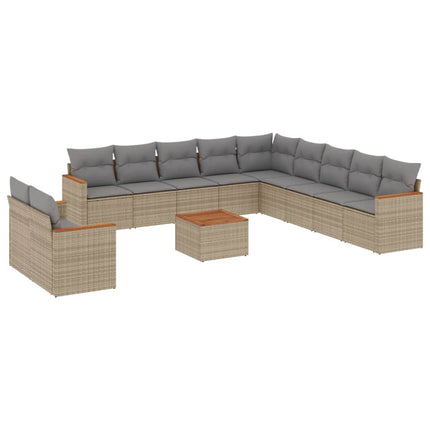 sofasæt til haven 12 dele med hynder polyrattan beige