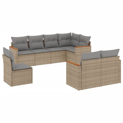 sofasæt til haven 8 dele med hynder polyrattan beige