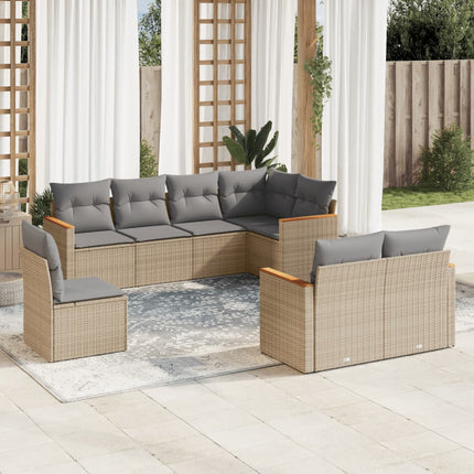 sofasæt til haven 8 dele med hynder polyrattan beige